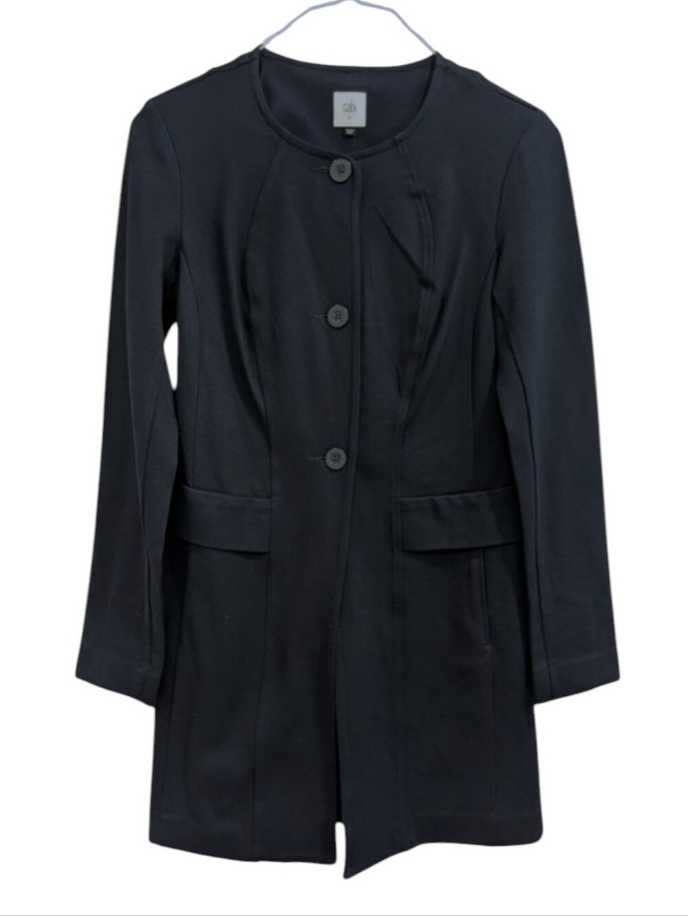 CAbi Dark Navy Blue‎ Long Sleeved Suit Blazer Jacket w Pockets XS